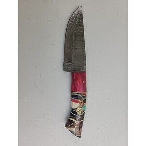 Damascus Steel Hunting Knife Fixed Blade w/ Leather Sheath New